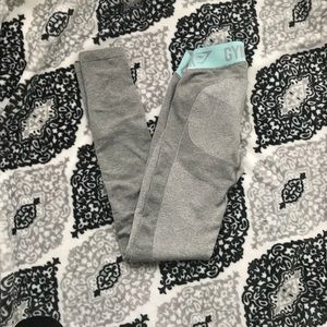 Flex Leggings-Light Grey Marl/Pale Turquoise